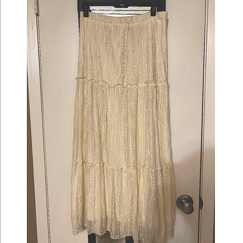 Ivory Lace Maxi Skirt